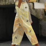 Bohemian Floral Print Straight-Leg Pants