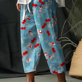 Bohemian Floral Print Straight-Leg Pants