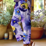 Bohemian Floral Print Straight-Leg Pants