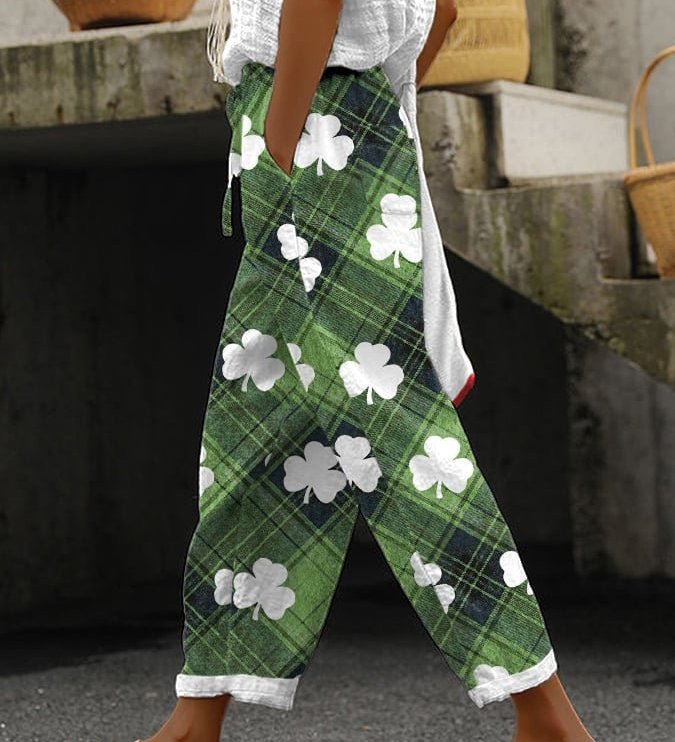 Bohemian Floral Print Straight-Leg Pants