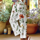 Bohemian Floral Print Straight-Leg Pants