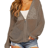 Artistic Hollow-Out Crochet Zip-Up Hooded Cardigan