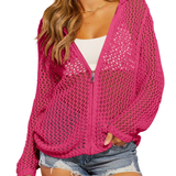 Artistic Hollow-Out Crochet Zip-Up Hooded Cardigan