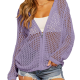 Artistic Hollow-Out Crochet Zip-Up Hooded Cardigan