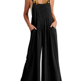 Comfortable Solid Button-Strap Relaxed Jumpsuit