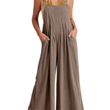 Comfortable Solid Button-Strap Relaxed Jumpsuit
