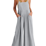 Comfortable Solid Button-Strap Relaxed Jumpsuit