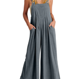 Comfortable Solid Button-Strap Relaxed Jumpsuit