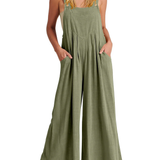 Comfortable Solid Button-Strap Relaxed Jumpsuit