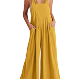 Comfortable Solid Button-Strap Relaxed Jumpsuit
