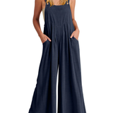 Comfortable Solid Button-Strap Relaxed Jumpsuit