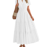 Elegant Lilac Smocked Tiered Maxi Dress