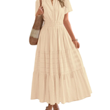 Elegant Lilac Smocked Tiered Maxi Dress