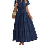 Elegant Lilac Smocked Tiered Maxi Dress