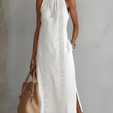 Lace Trim Halter Maxi Dress