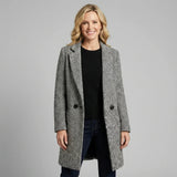 Sophisticated Timeless Textured Herringbone Longcoat