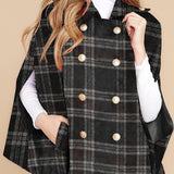 Clara™ | Plaid double-breasted cape coat