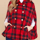 Clara™ | Plaid double-breasted cape coat