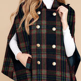 Clara™ | Plaid double-breasted cape coat