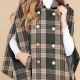 Clara™ | Plaid double-breasted cape coat