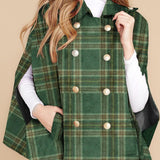 Clara™ | Plaid double-breasted cape coat