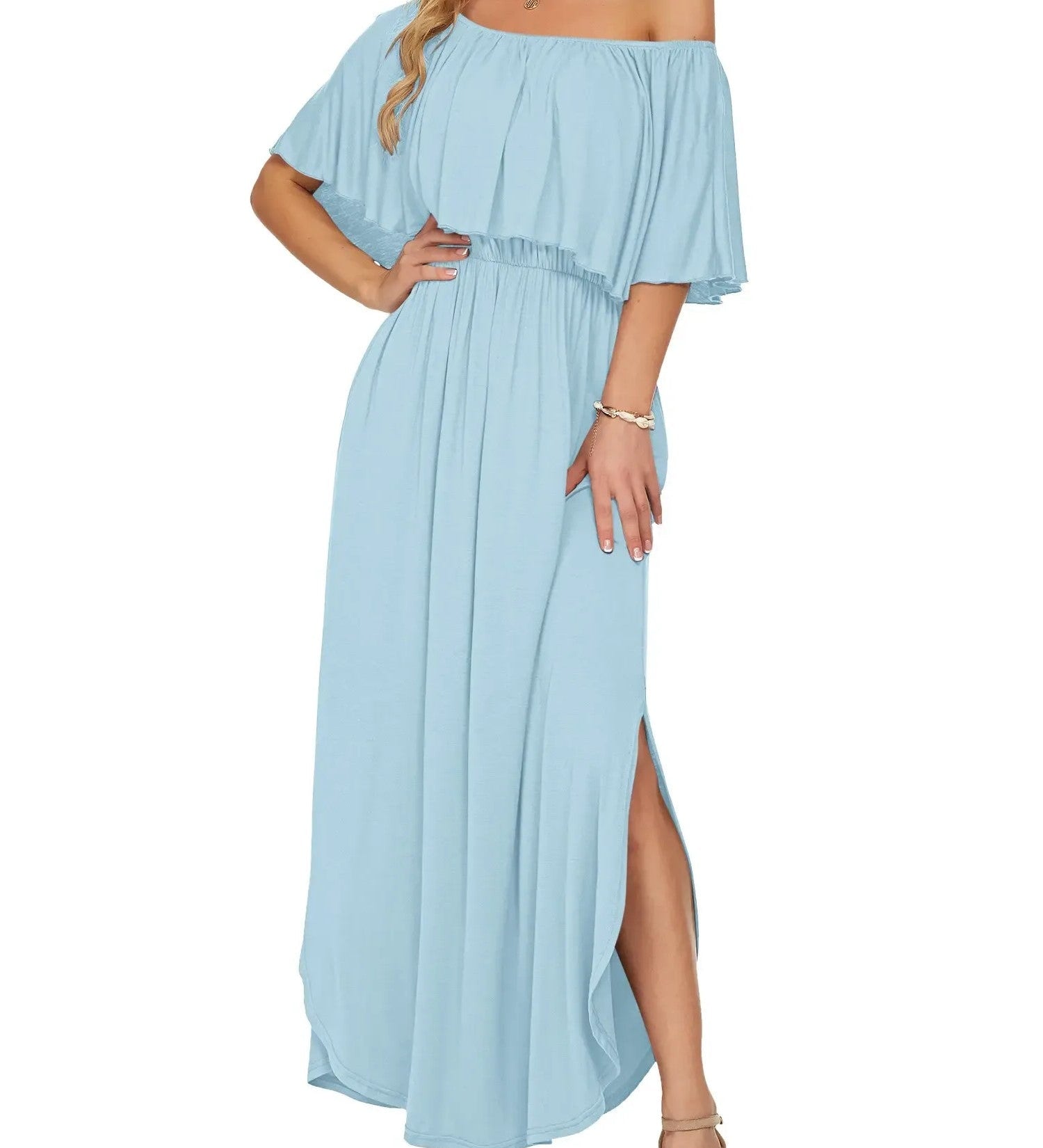 Women's Summer Floral Off-the-Shoulder Maxi Dress
