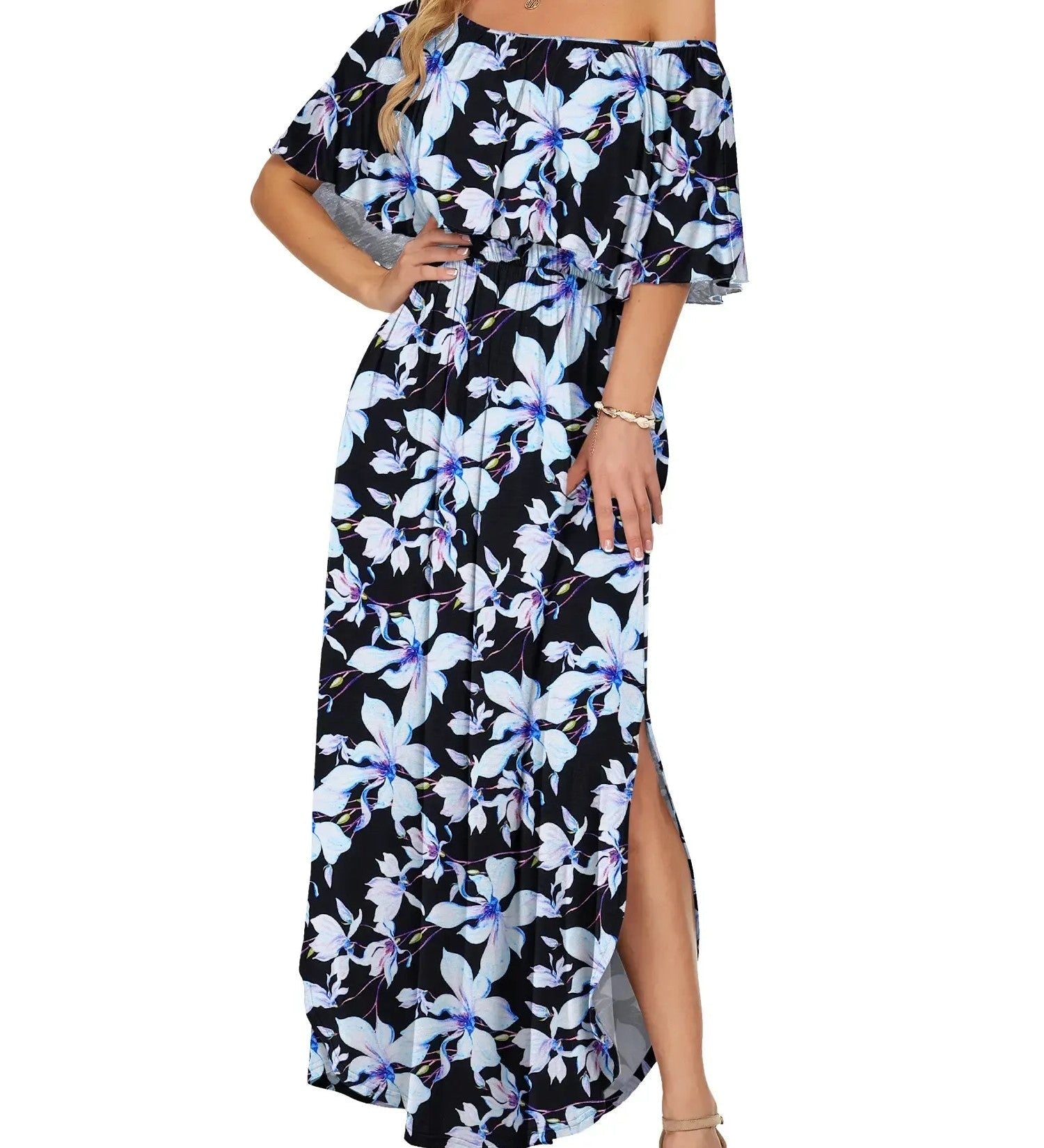 Women's Summer Floral Off-the-Shoulder Maxi Dress