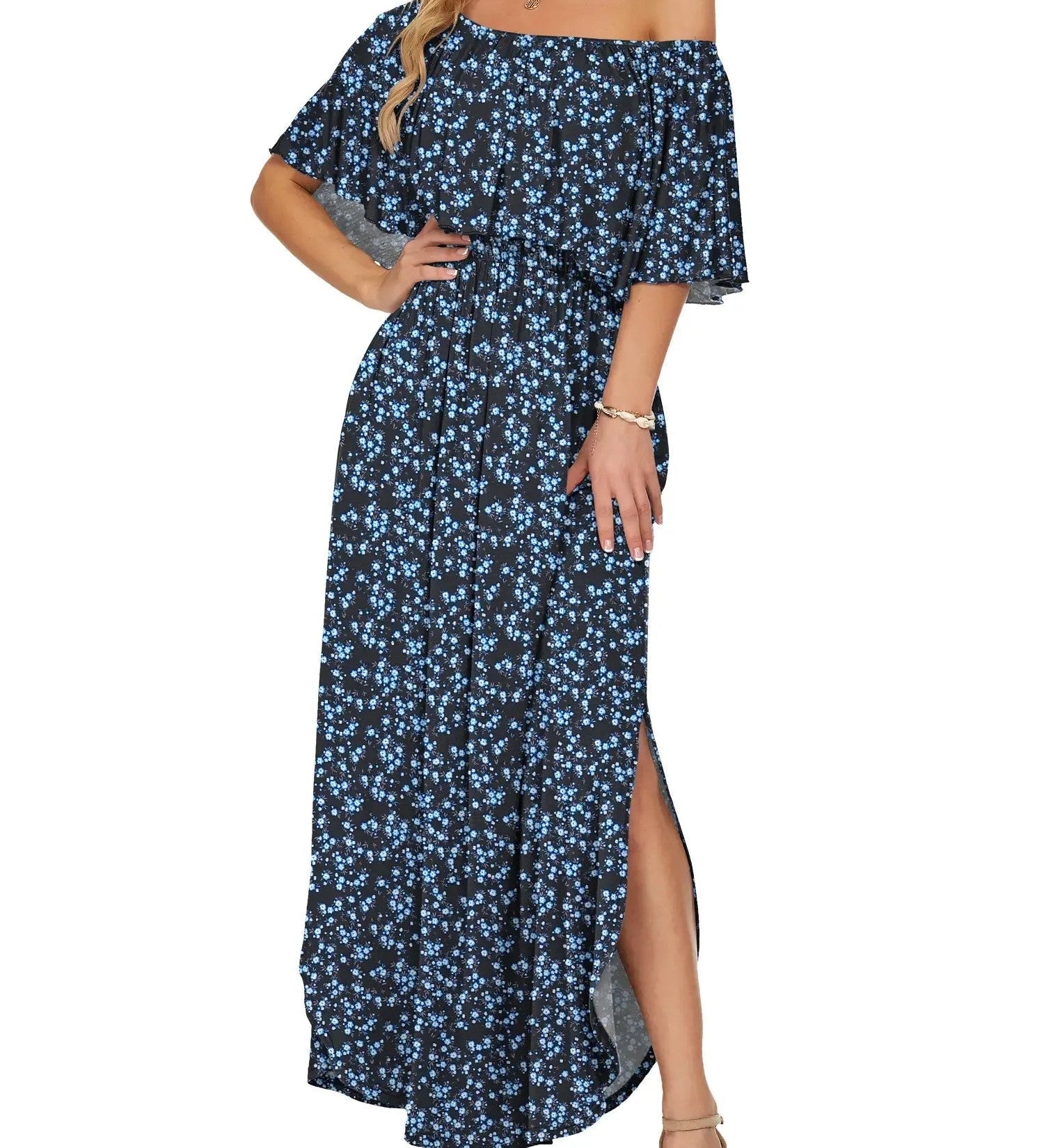 Women's Summer Floral Off-the-Shoulder Maxi Dress