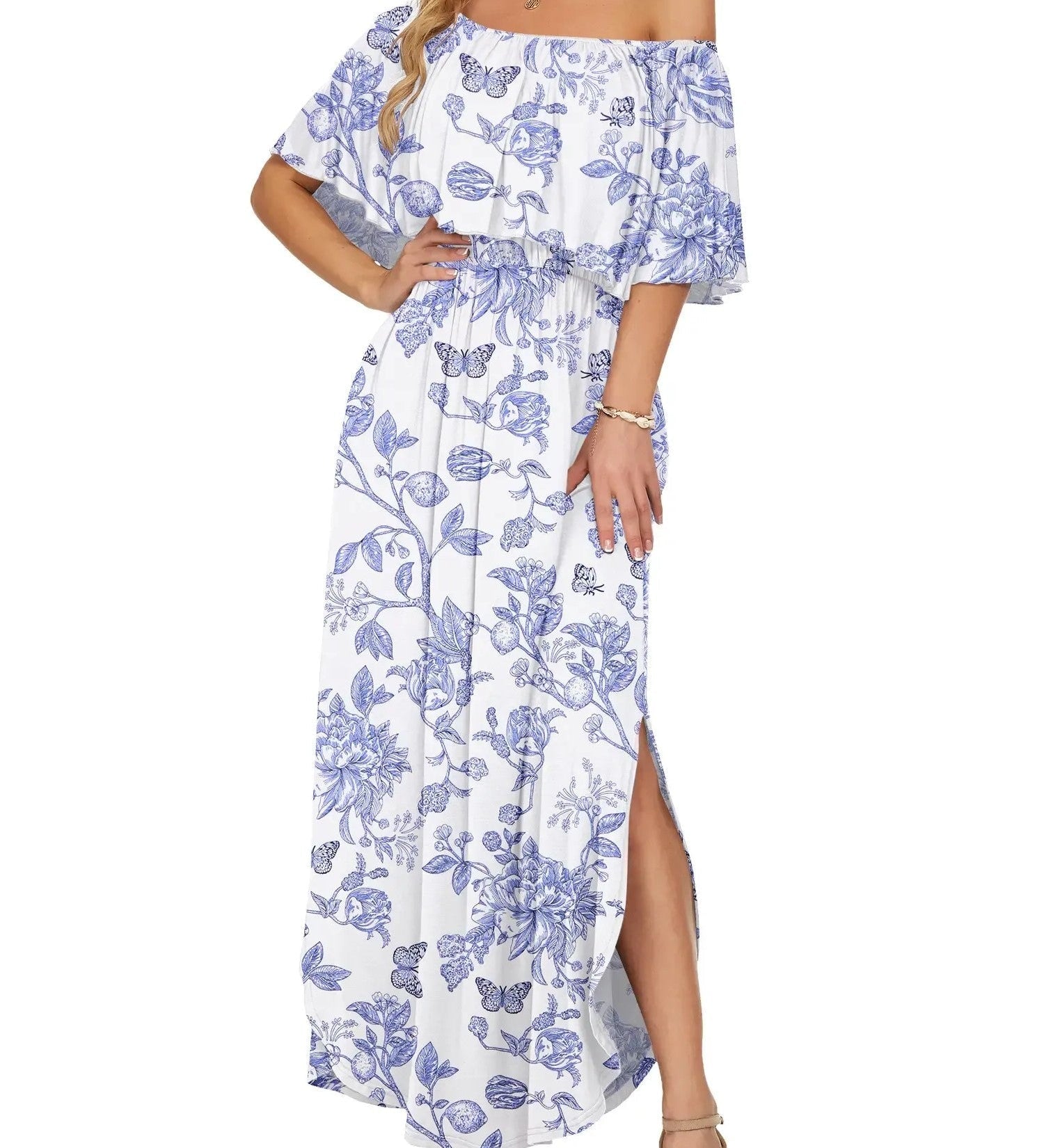 Women's Summer Floral Off-the-Shoulder Maxi Dress