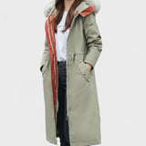 Diora™ | Faux-Fur Hood Drawstring-Waist Anorak Coat