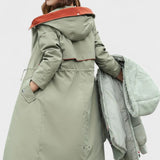 Diora™ | Faux-Fur Hood Drawstring-Waist Anorak Coat