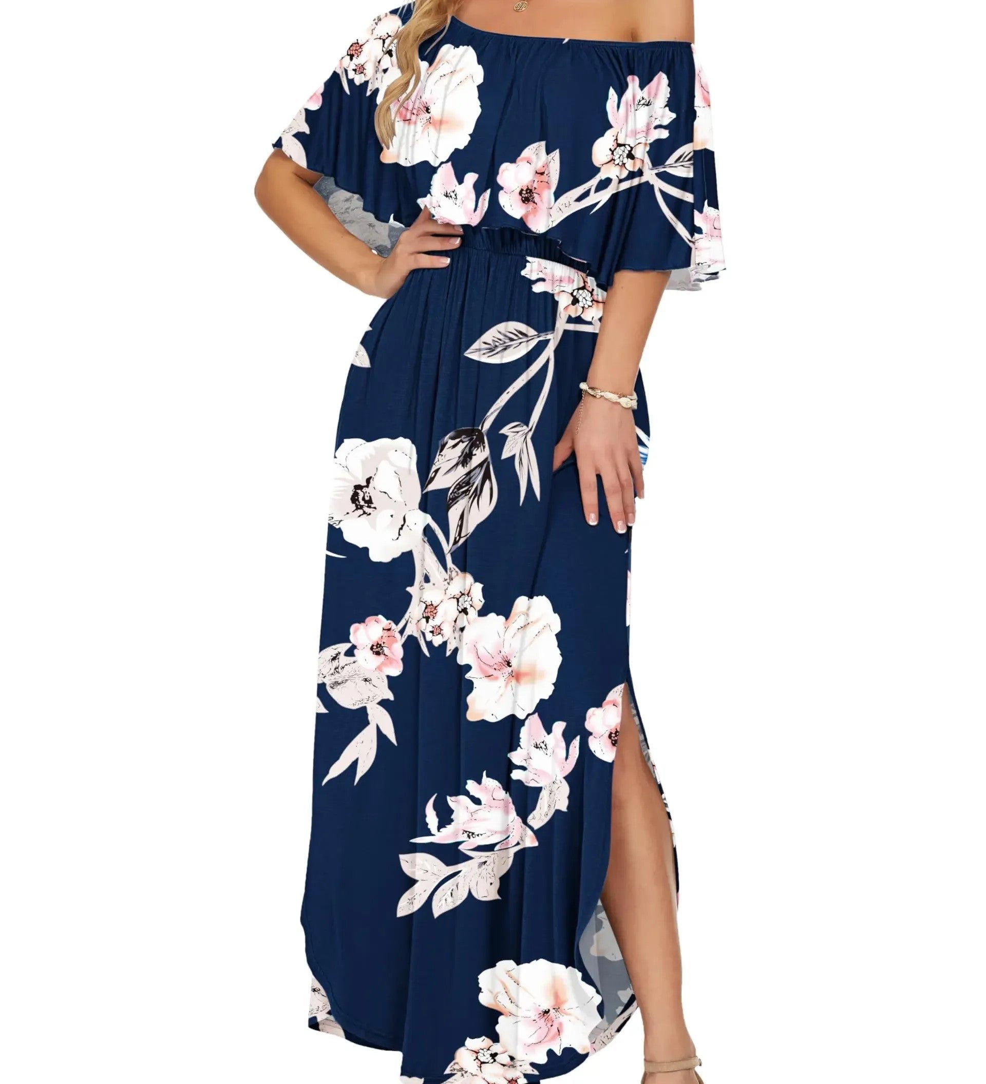 Women's Summer Floral Off-the-Shoulder Maxi Dress