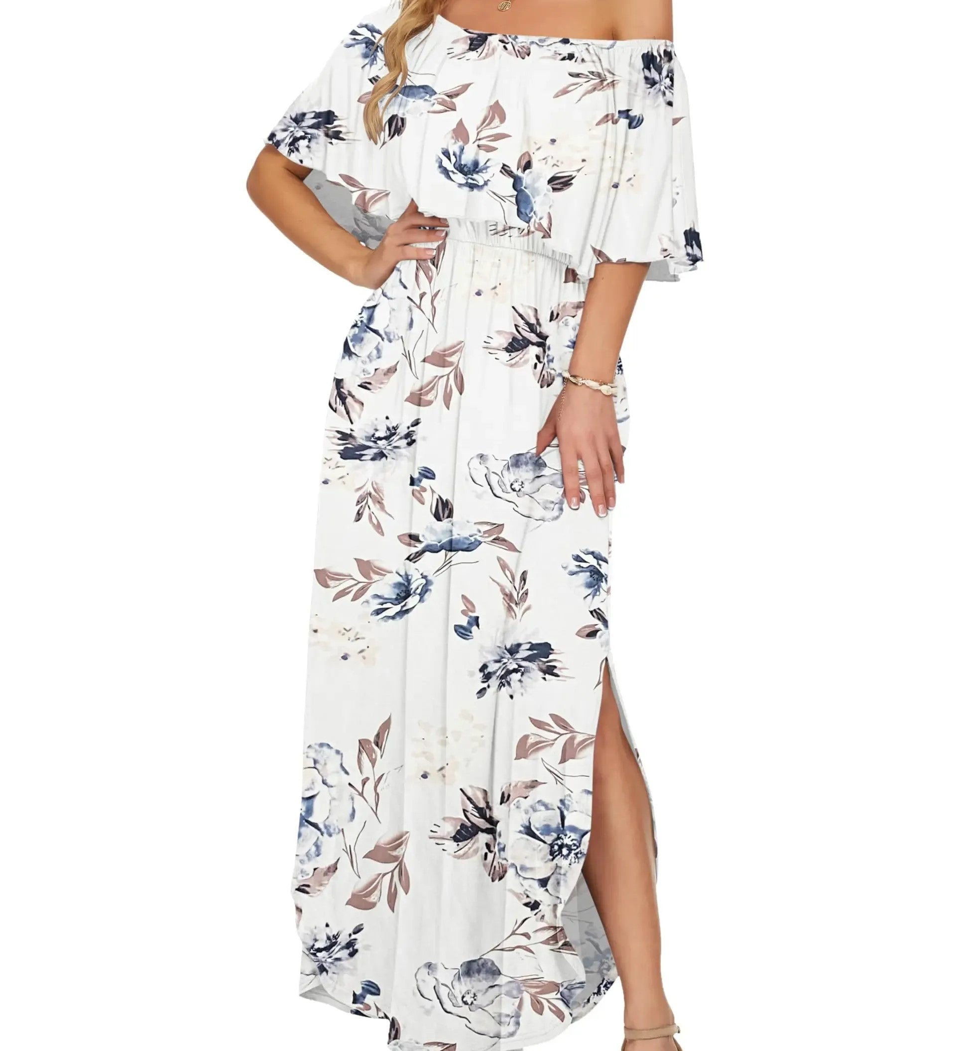 Women's Summer Floral Off-the-Shoulder Maxi Dress
