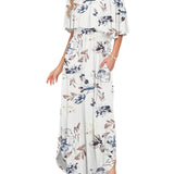 Elegant Off-The-Shoulder Floral Side-Slit Maxi Dress