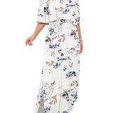 Elegant Off-The-Shoulder Floral Side-Slit Maxi Dress