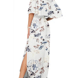 Elegant Off-The-Shoulder Floral Side-Slit Maxi Dress