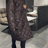 Delphine™ | Diamond-Quilted Notched-Collar Longline Coat