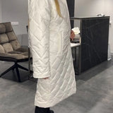 Delphine™ | Diamond-Quilted Notched-Collar Longline Coat