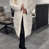 Delphine™ | Diamond-Quilted Notched-Collar Longline Coat
