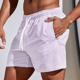 Relaxed Striped Swim Trunks