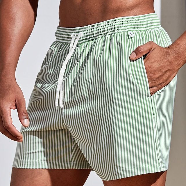 Relaxed Striped Swim Trunks