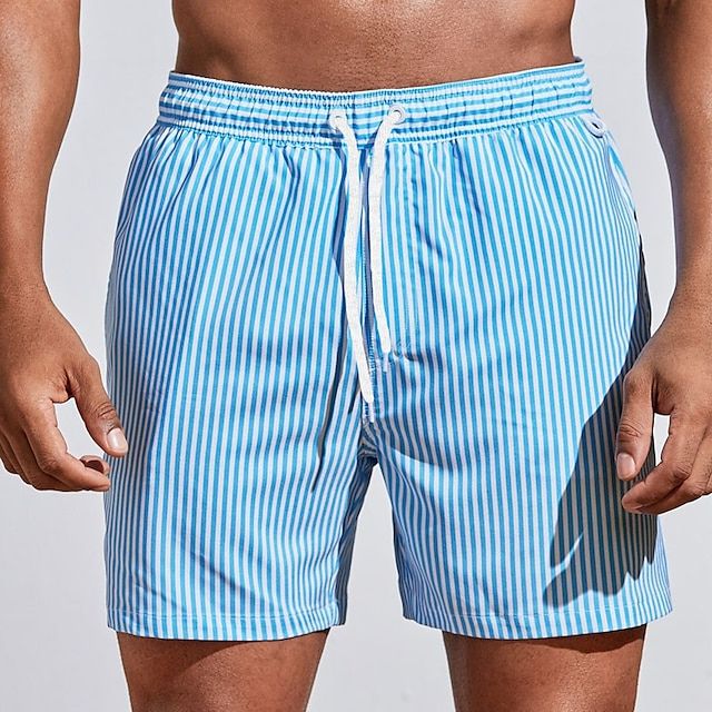 Relaxed Striped Swim Trunks