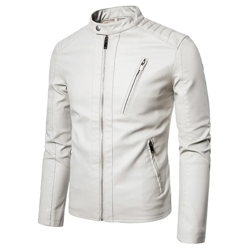 Chic High-Collar Leather Jacket