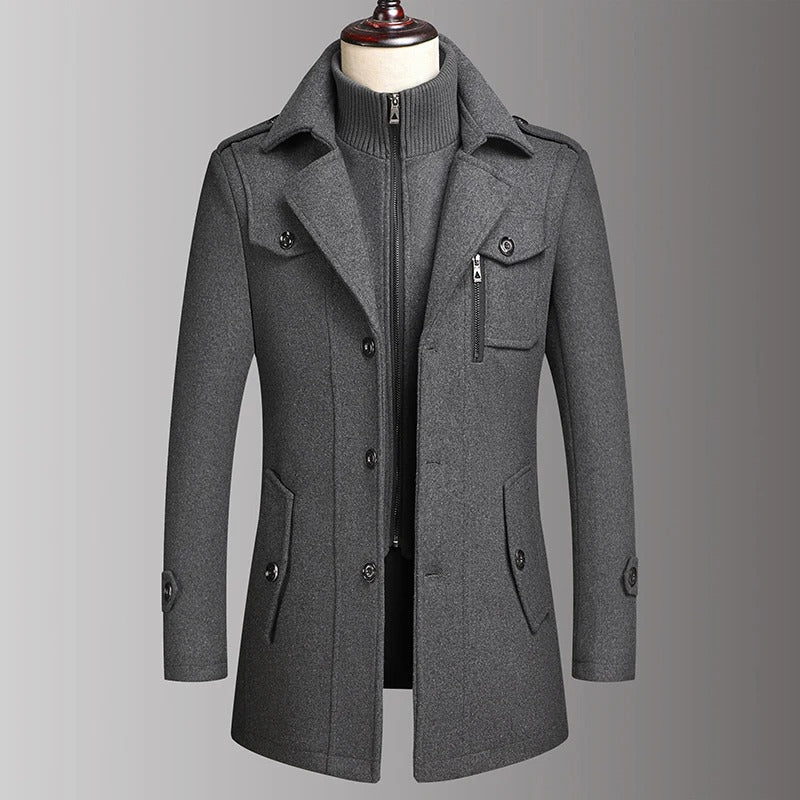 Double-Collar Wool Overcoat