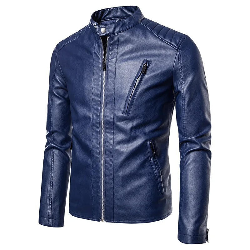 Chic High-Collar Leather Jacket