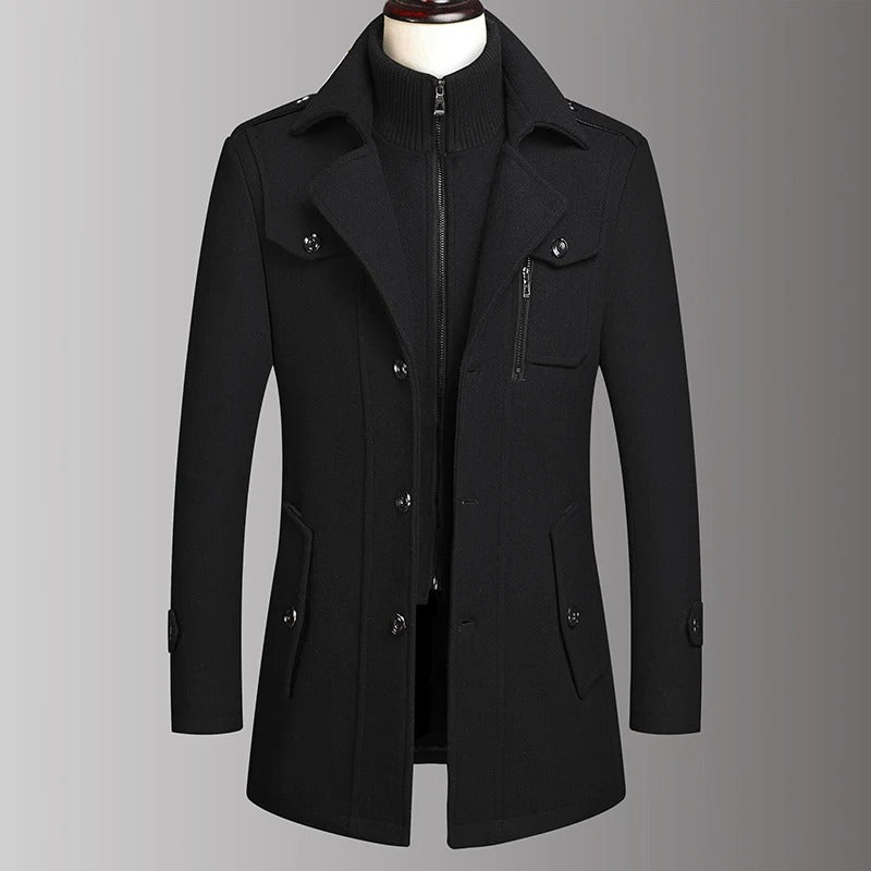 Double-Collar Wool Overcoat