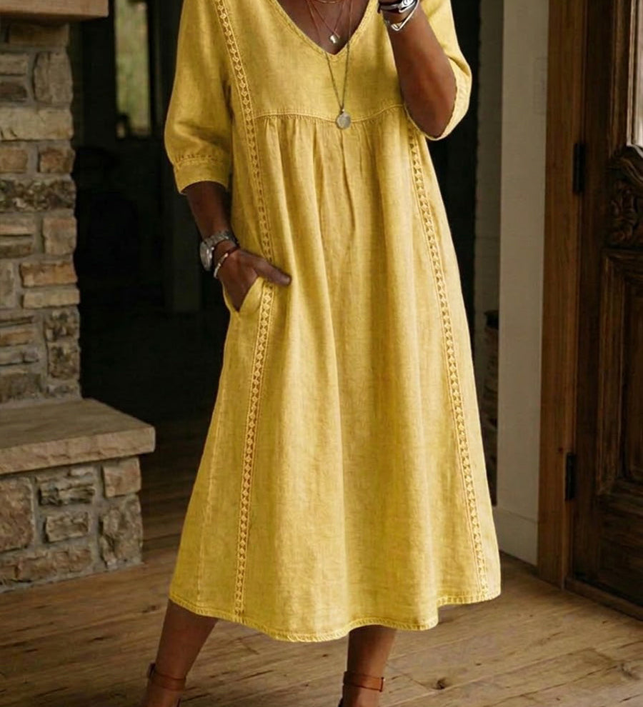 Artistic Floral Sleeve Maxi Dress