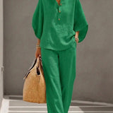 Relaxed Fit Linen Two-Piece Set