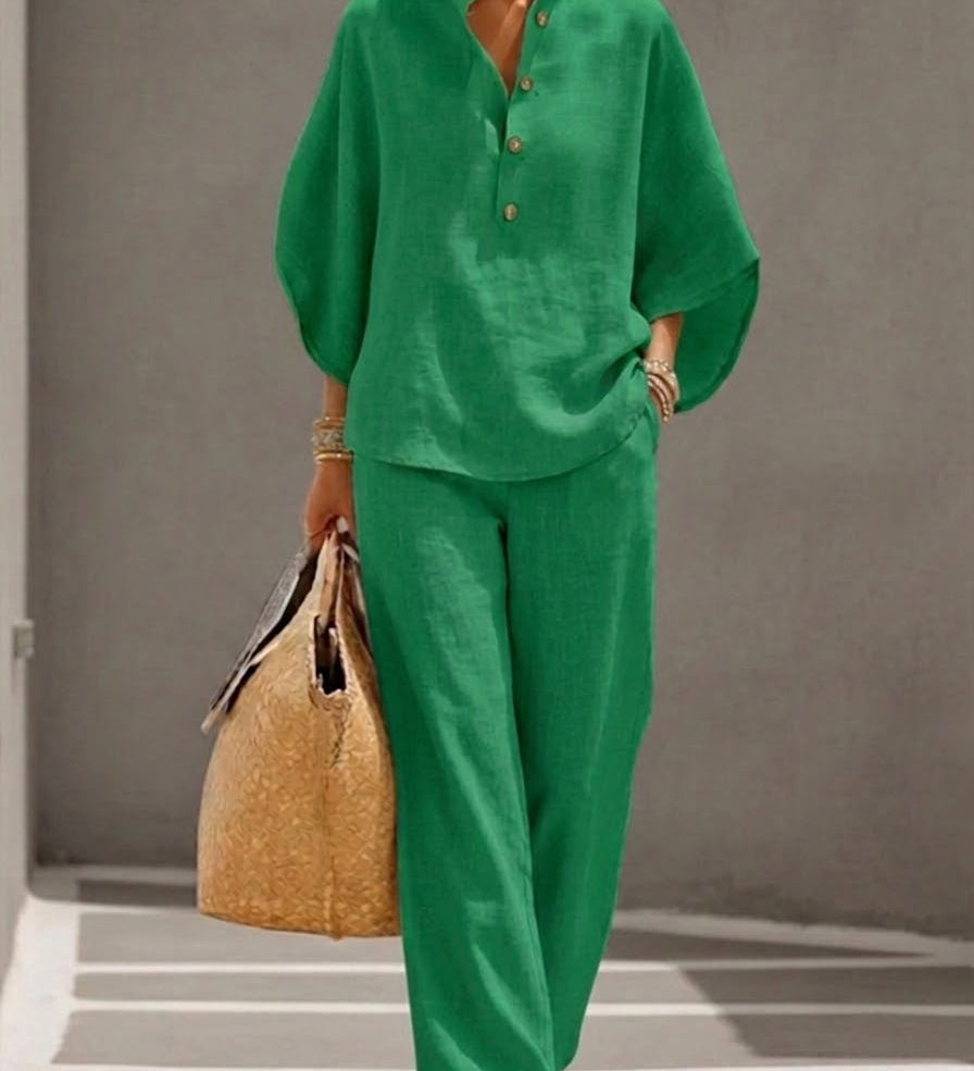 Relaxed Fit Linen Two-Piece Set
