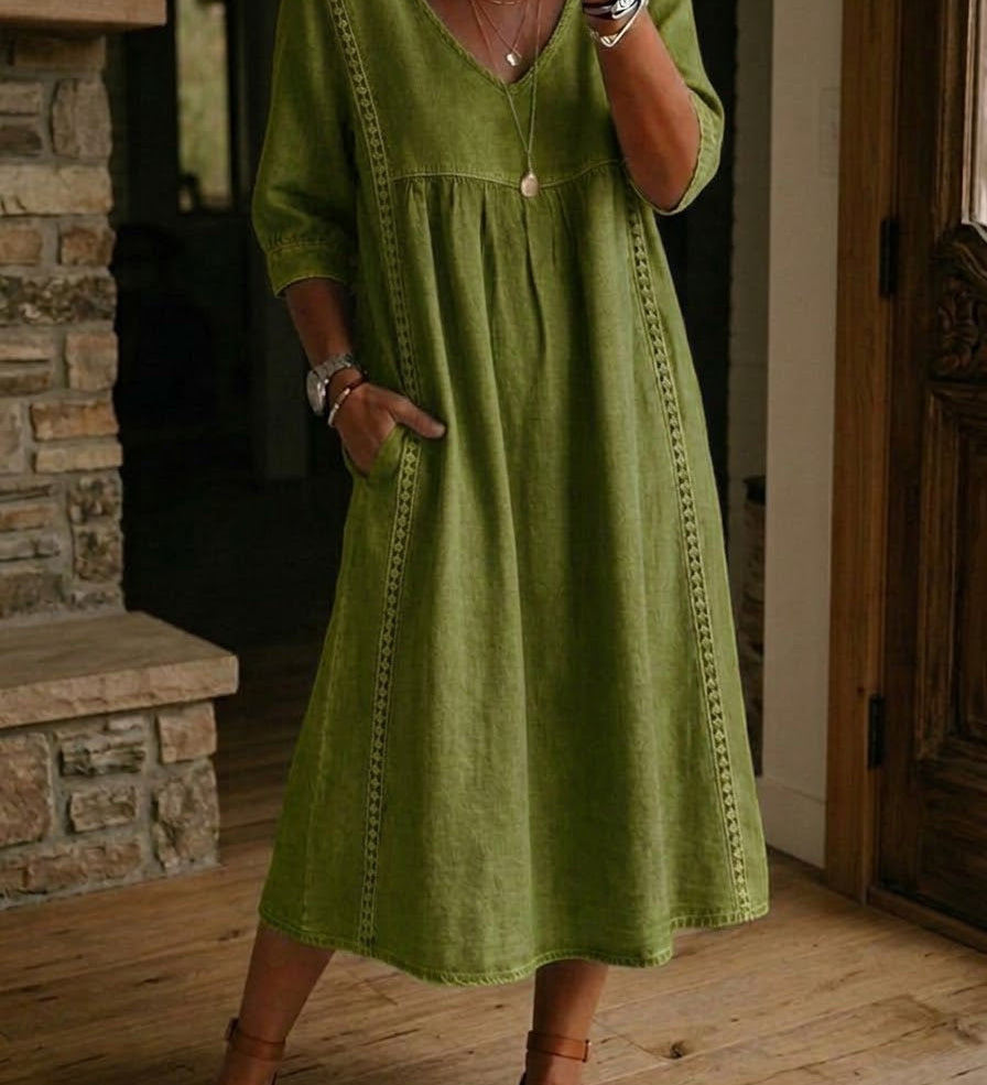 Artistic Floral Sleeve Maxi Dress
